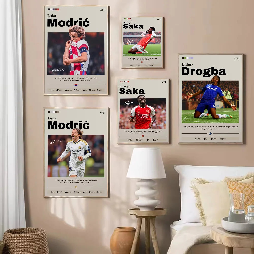 Modrić, Saka and Drogba poster