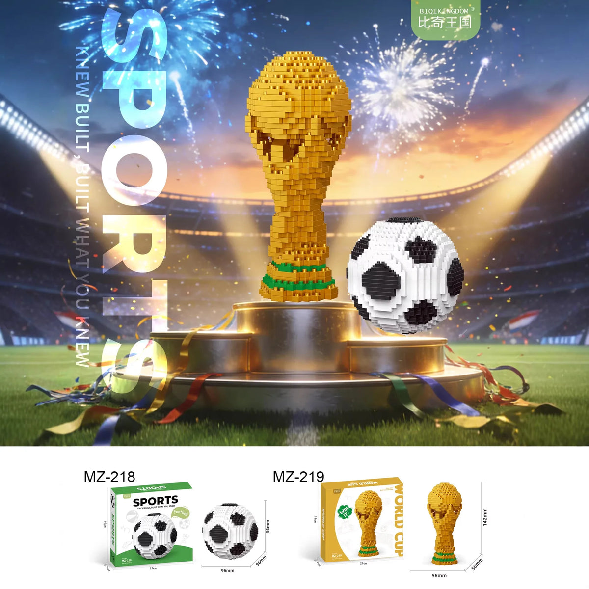 Trofeo de fútbol de microbloques para montar